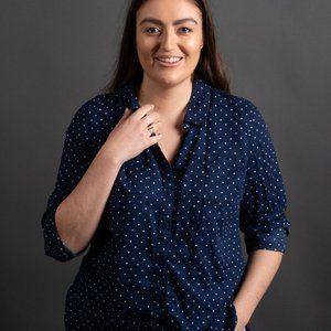 Navy Polka Dot Button Down by St. John's Bay